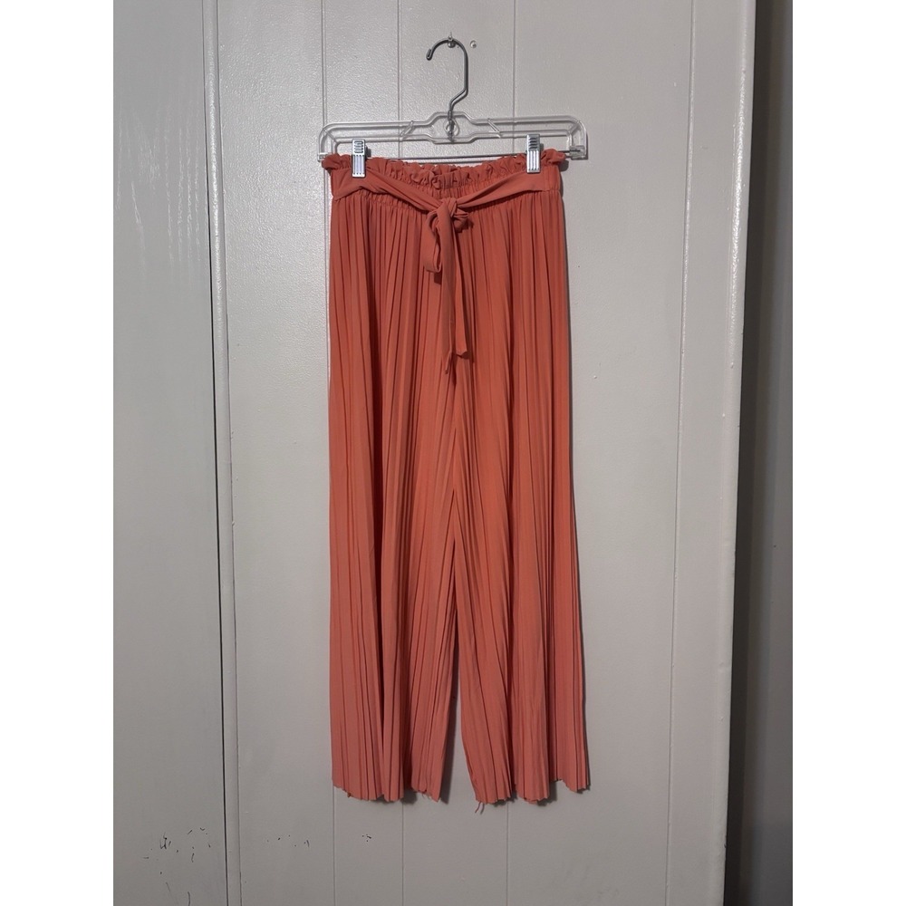 Jon & Anna Contemporary Pleated Cropped Palazzo‎ Pants Orange Women's Small